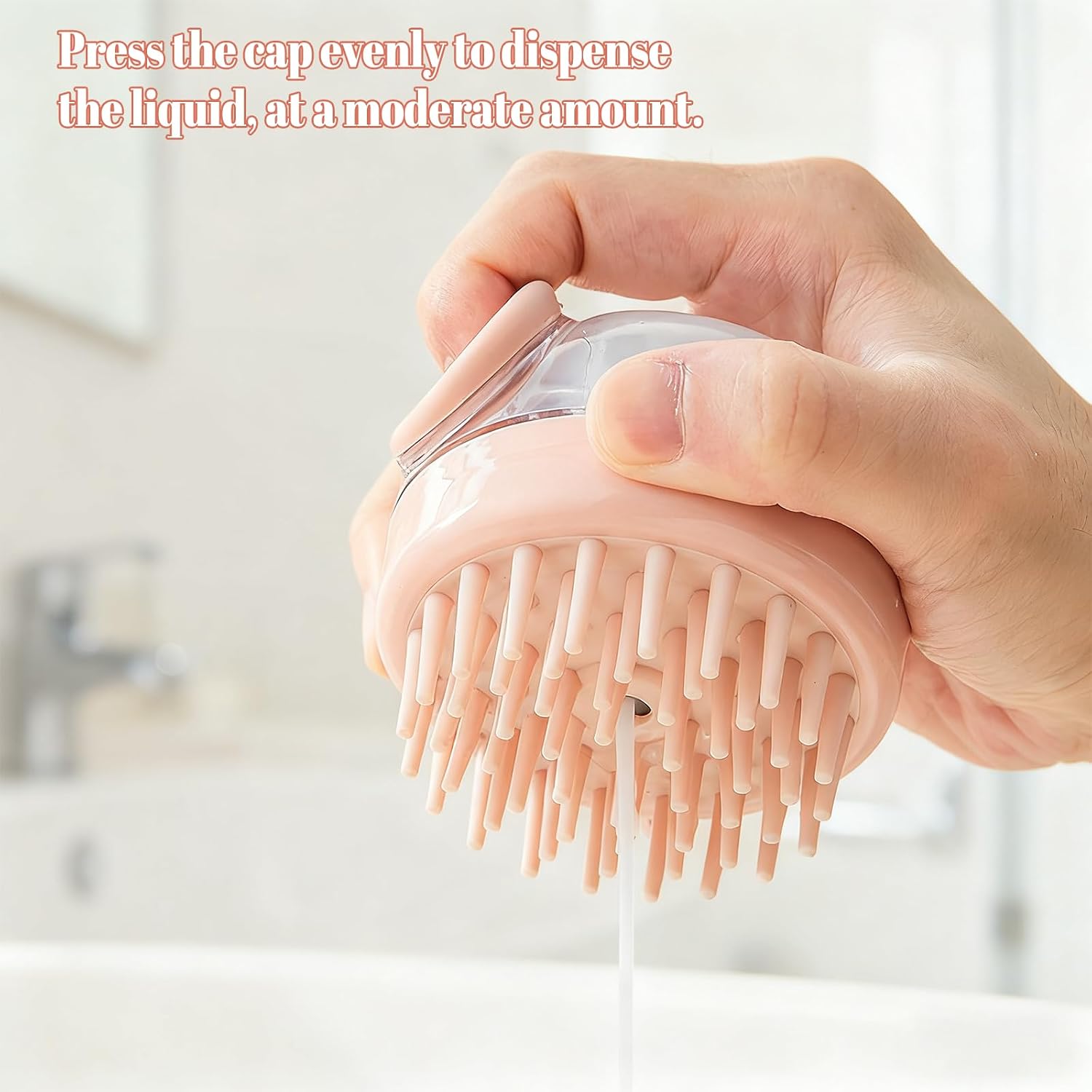 Scalp Massager Hair Growth,Pink Silicone Hair Massager Scalp Brush with Shampoo Dispenser for Relaxing and Cleansing