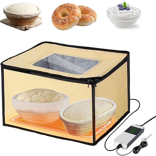 Bread Proofer with Heater, Dough Proofer with Temperature Probe and Window, Proofing Box with Timer and Temperature Control, Sourdough Starter Kit, Pizza Making Accessories