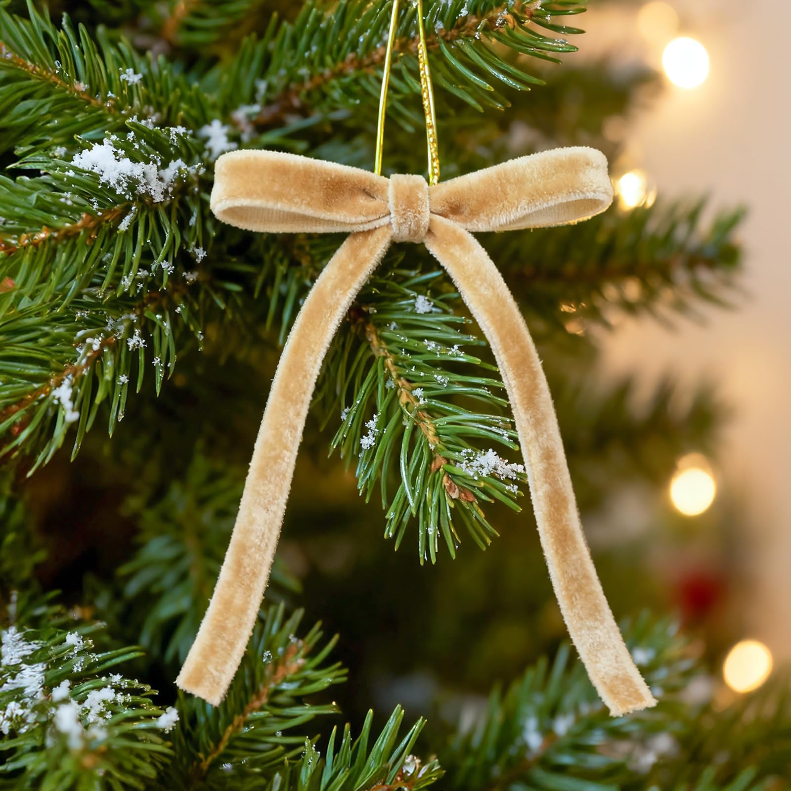 G2PLUS Caramel Velvet Bows for Christmas Trees, 24 Pcs, 13 x 18 cm