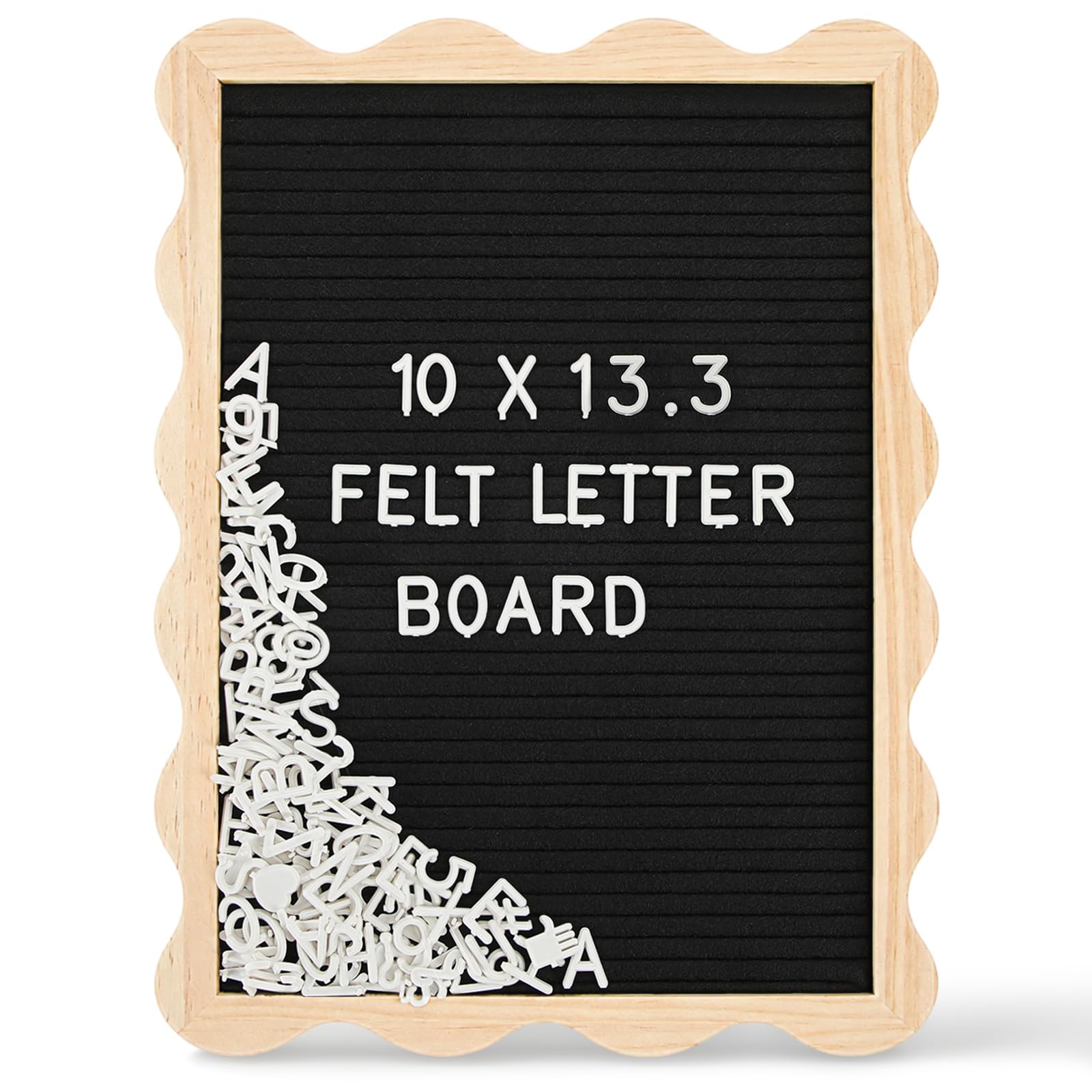 Felt Letter Board 10x13 In with 300 Letters Numbers Symbols, Large Changeable Message Board with Wooden Frame Wall Mount Hook Baby Pregnancy Announcement Classroom Home Office Decor, Black