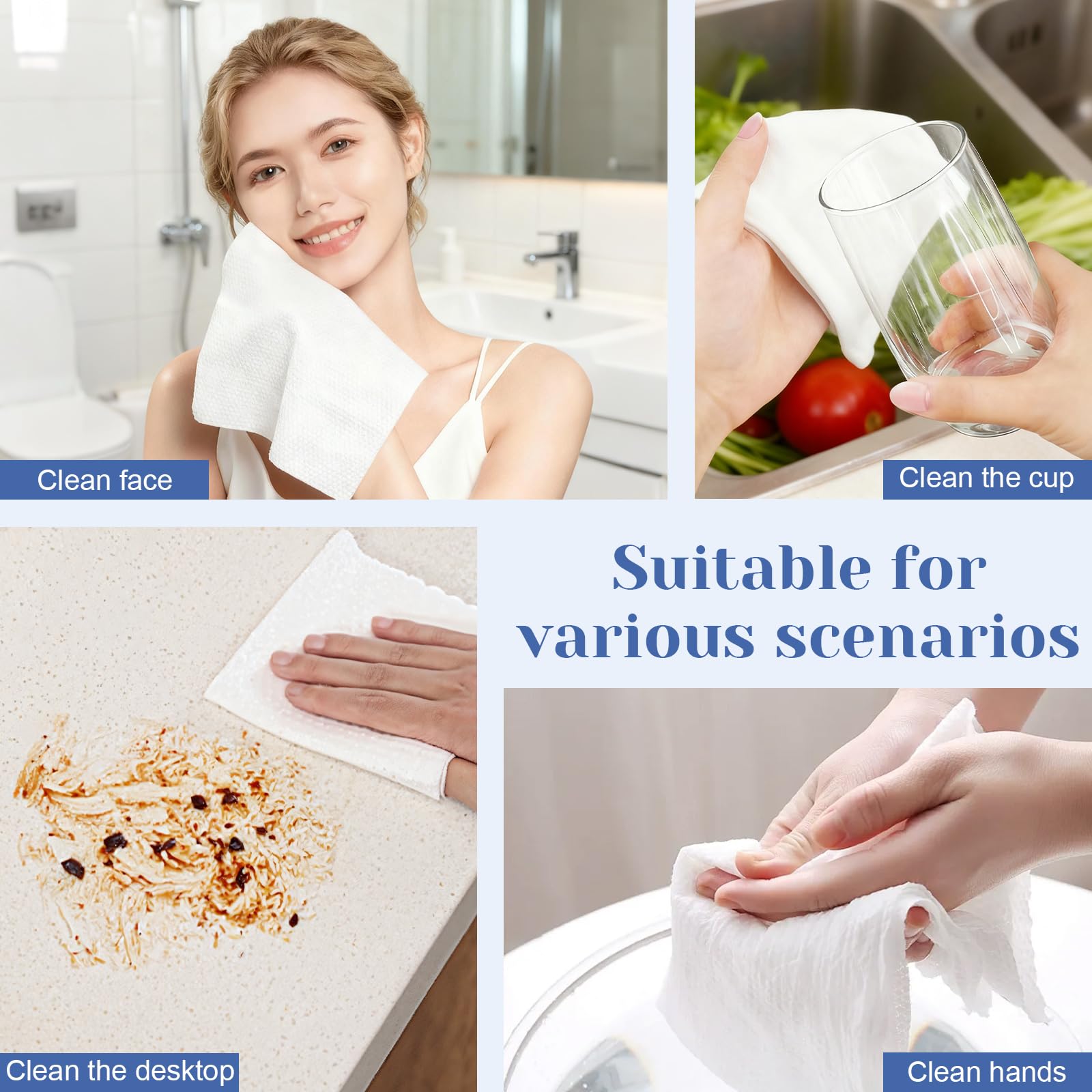 100PCS Toallitas Comprimidas ChaneeHann – Toallitas Comprimidas en Pastillas de Algodón, Suaves y Resistentes, Portátiles para Limpieza Facial y Cuidado Personal