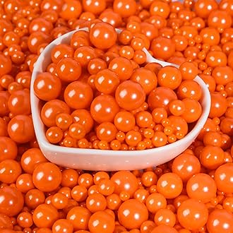 Edible Orange Pearls Sprinkles,Thanksgiving Pearl Sugar Sprinkles,Mix Size,130g/4.58oz,Baking Edible Cake Decorations,Pastel Decorating,Cupcake Toppers,Cookie Decorating Donuts Ice Cream Toppings,Wedding Party Valentine's Day Easter Supplies