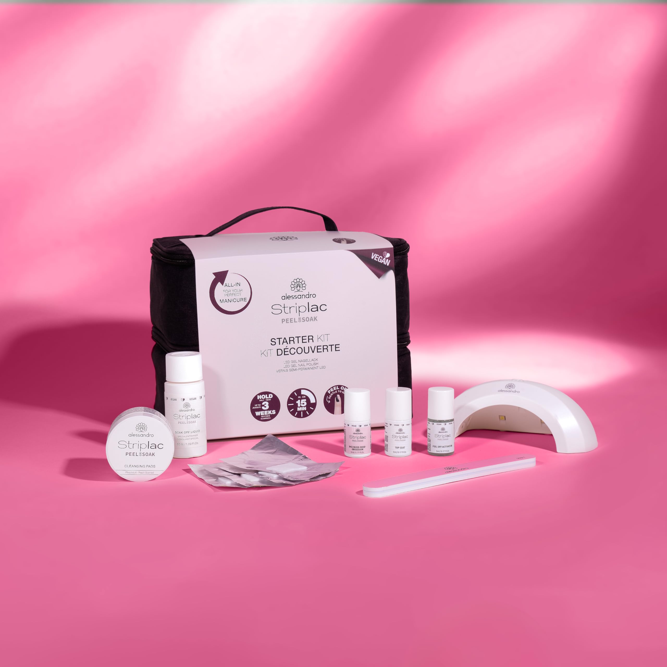 alessandro Striplac Peel or Soak - STRIPLAC STARTER SET INKL KOSMETIKKOFFER -VEGAN - UV-Nagellack Set- Für perfekte Nägel in 15 Minuten