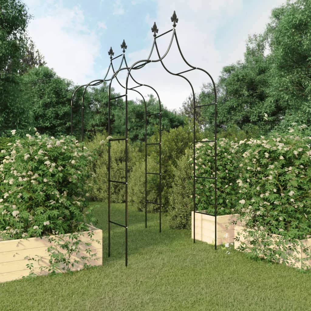 vidaXL Arches de Jardin 2 pcs Noir 120x38x260 cm Acier