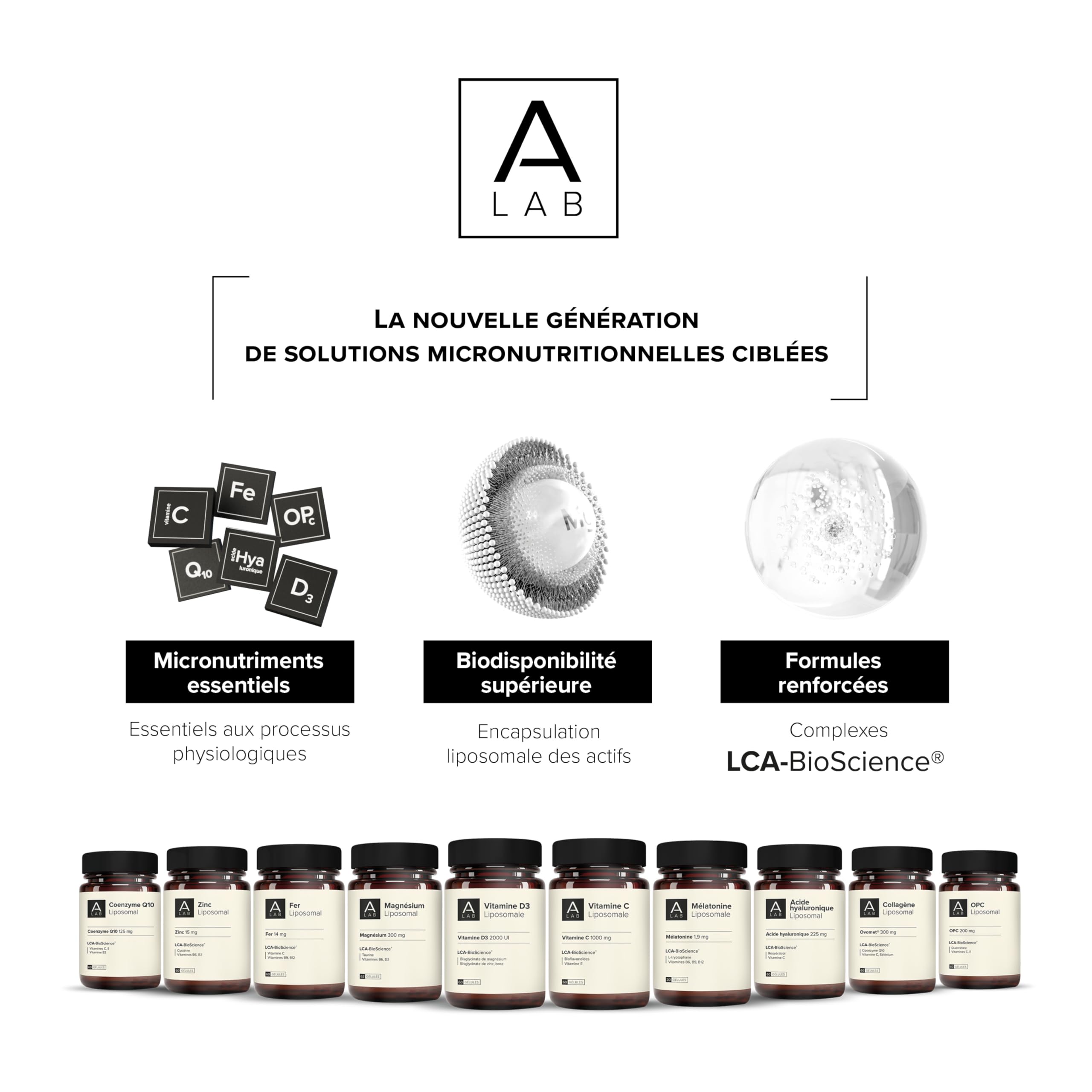 A-LAB Fer Liposomal 14 mg -Assimilation Renforcée - Complément Alimentaire Anti-Fatigue, Immunité, Carence, Energie - 60 jours de prise, Fabriqué en France