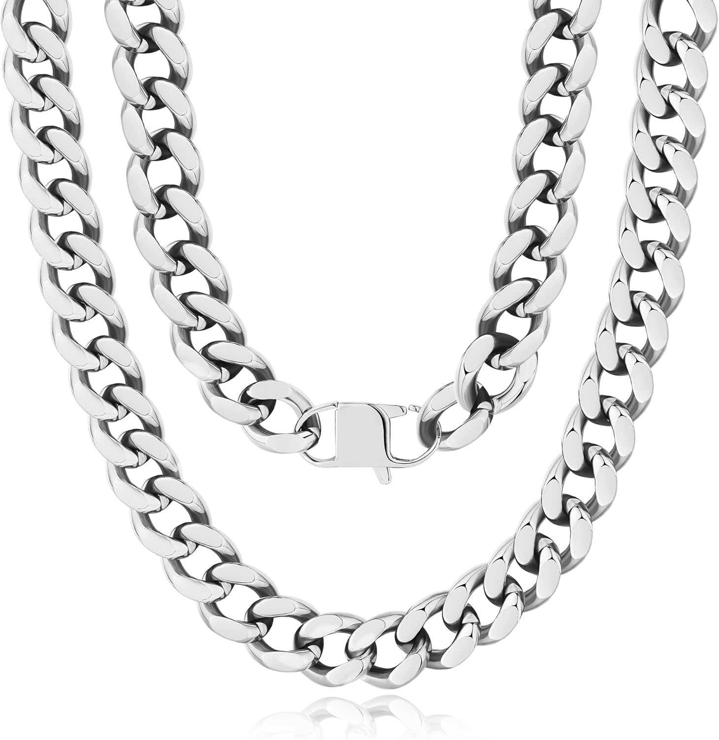 NOKMIT Chunky Cuban Link Curb Chain Necklace for Women Men Dainty 18K Gold Silver Tone Choker Thick Trendy Statement Diamond Cut Punk Hip Hop Cuban Chain Jewelry Gifts Unisex Size 5mm/9mm/13mm/16mm