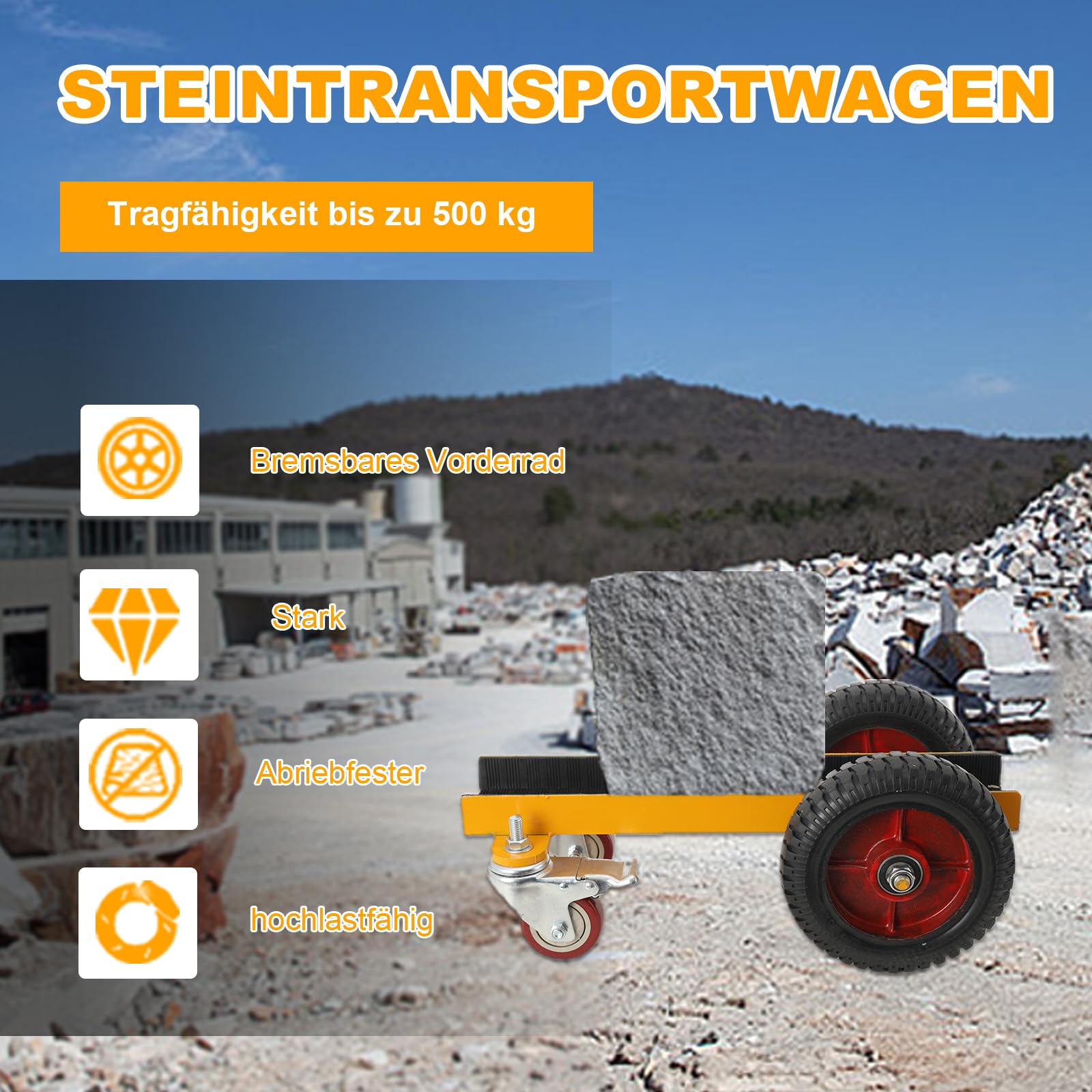 Plattenroller Plattenklemmwagen bis 500kg 200mm Klemmlänge 85mm Klemmbreite, Plattenkarren Transportwagen 4 Rad, Plattenwagen zum Transport von Holzplatten, Türen, Fenster u.v.m. mit Vollrad