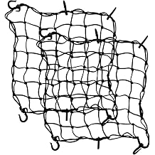 2 PCS Motorcycle Cargo Net, 17.7 15.7 Inch Adjustable Elastic Rubber Cargo Net with 6 Hooks, Heavy Duty Gear Helmet Luggage Thicken Netting for Motorcycles Bicycles ATVs