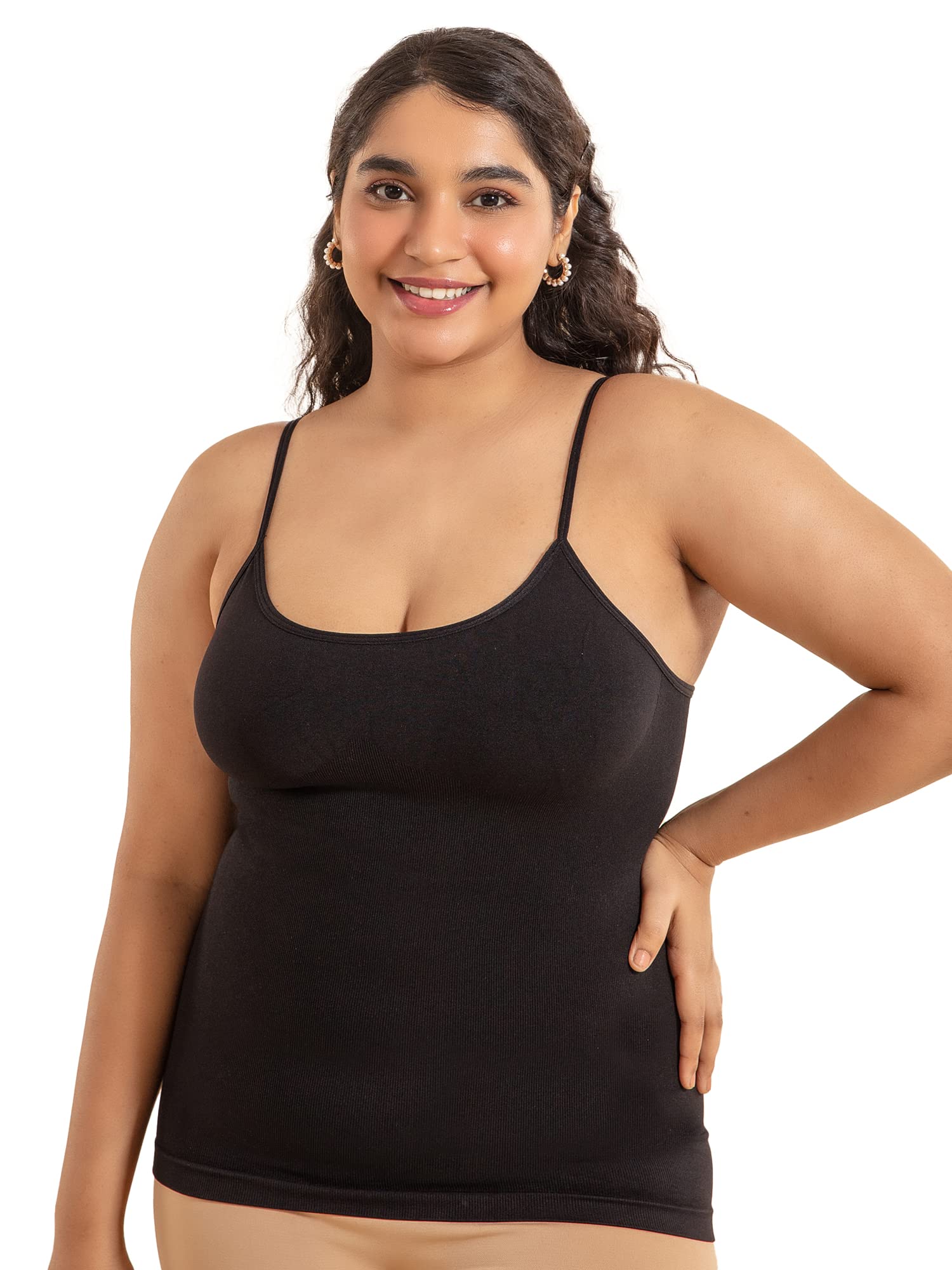nykd Long Camisole for Women with Adjustable Straps | Seamless Shaping Innerwear Slip Tank Top - NYSH04-picture-18