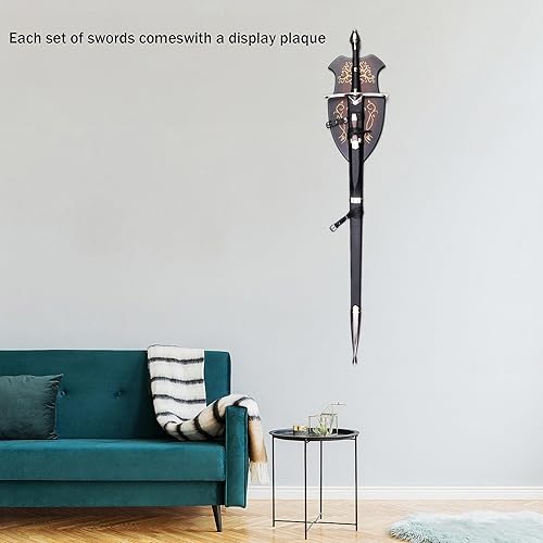 Miniatura 4 de Hejiu Espada medieval con placa de exhibición, Narsil&Aragorn & Ringwraith & Nazgul Espada, réplica perfecta de varios estilos disponibles