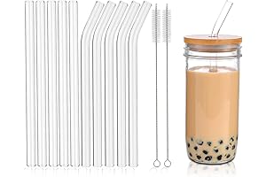 10 Pcs Reusable Glass Boba Straws - Jumbo Glass Drinking Straws