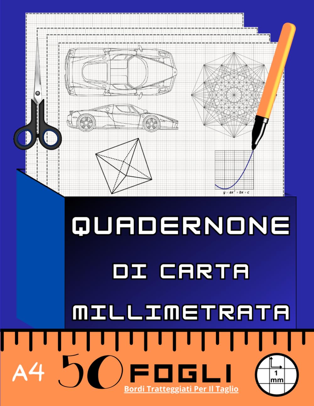 Quadernone Di Carta Millimetrata: 50 Fogli/Facciate Con Griglia Grigia Millimetrata 1 mm, Formato Letter A4, Quaderno per Grafici e Dati Statistici, ... il Taglio, Studi di Matematica e Ingegneria
