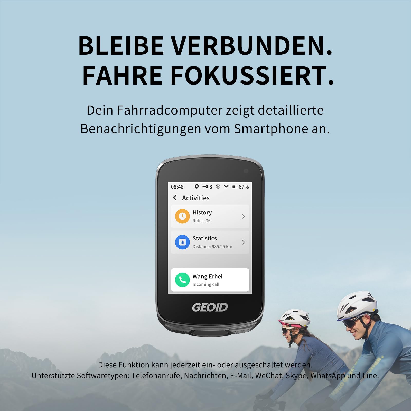 GEOID CC700 Pro GPS Fahrradcomputer mit 2,8 Zoll Touchscreen Farbbildschirm – Kabelloser Fahrradtacho mit Karten-Navigation, ANT+ & Bluetooth, IPX7 wasserdicht, 15-25 Std. Akkulaufzeit