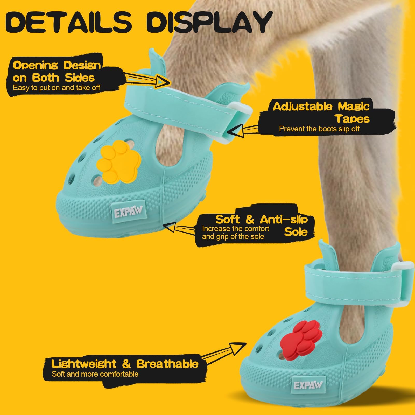 Chaussures pour Chien pour Trottoir Chaud – Bottes antidérapantes pour Chiens de Petite, Moyenne et Grande Taille, Bottes réfléchissantes et Protections de Pattes pour l'hiver, faciles à Mettre et à