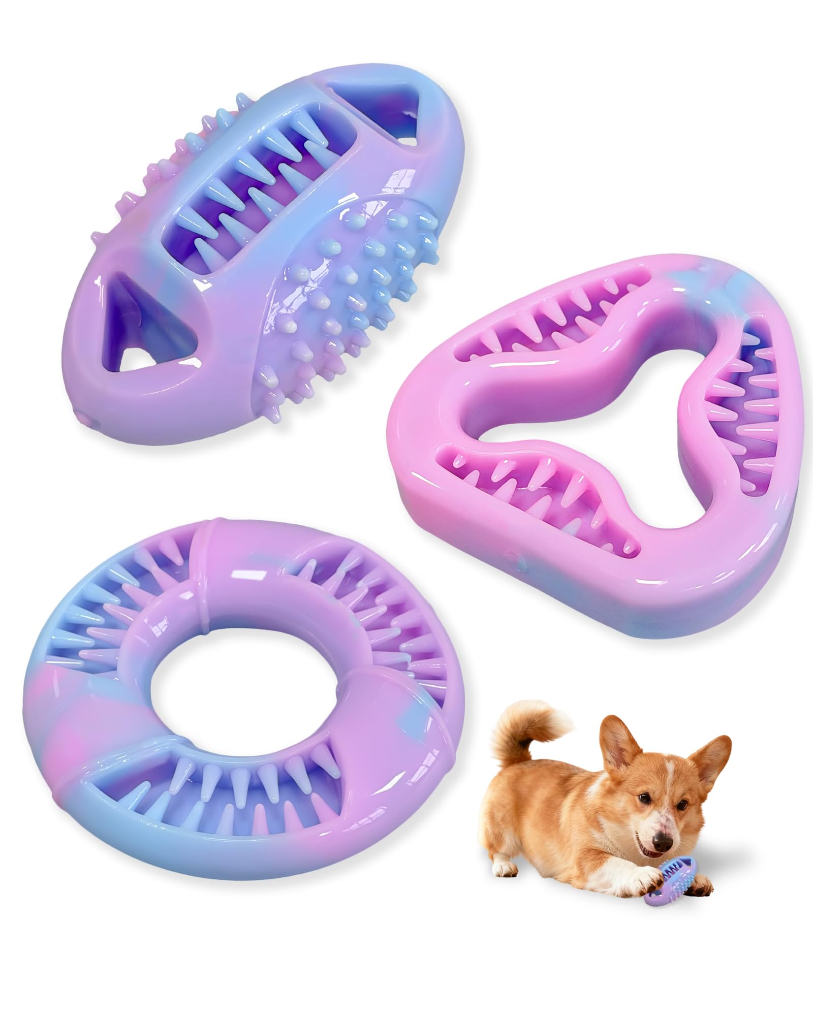 ETIALURE Pink Puppy Teething Toys, Chew Toys for Small Dogs, Pet Slow Feeder for Reduce Boredom, Suitable for Puppies and Small Dogs (3-Piece Set)