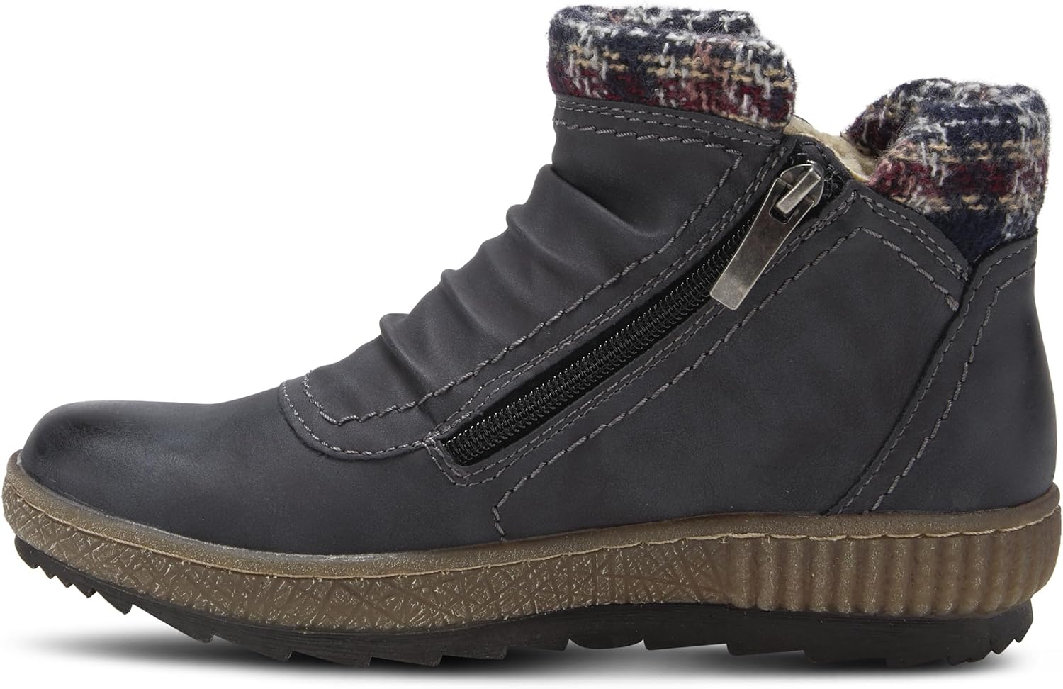 Spring Step Relife Cleora Women's Water - Resistant Synthetic Leather Ankle Booties with Dual Full - Length Zippers, Faux Shearling Lined