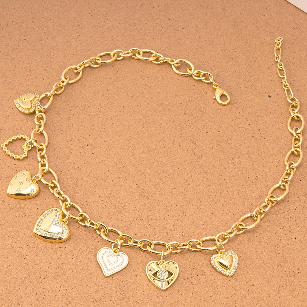 Heart Necklaces For Women,18k Gold Charm Necklace Multiple Chunky Necklace Love Hearts Pendant Choker Necklace Women Jewelry Gifts - Image 3