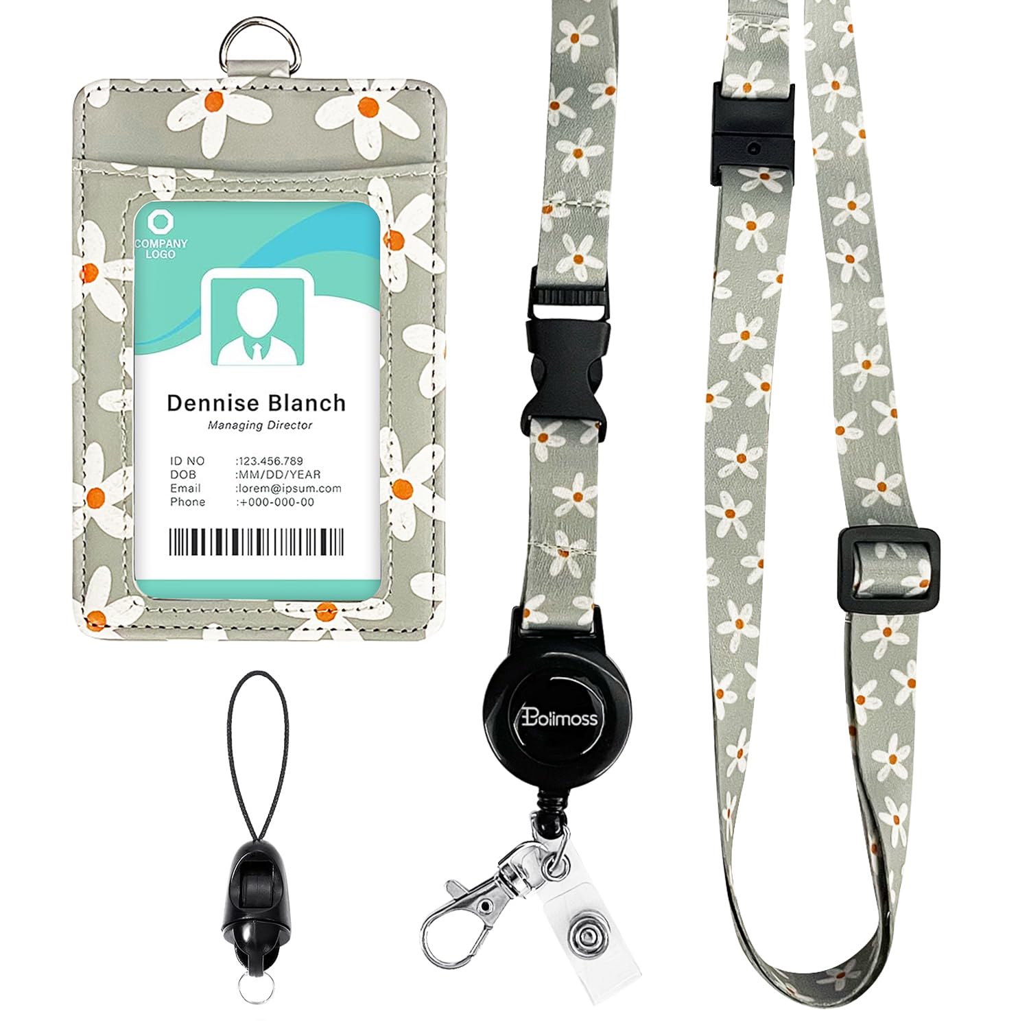 Susaid Cute Polar Bear Print ID Badge Holder With Double-Sided Windows