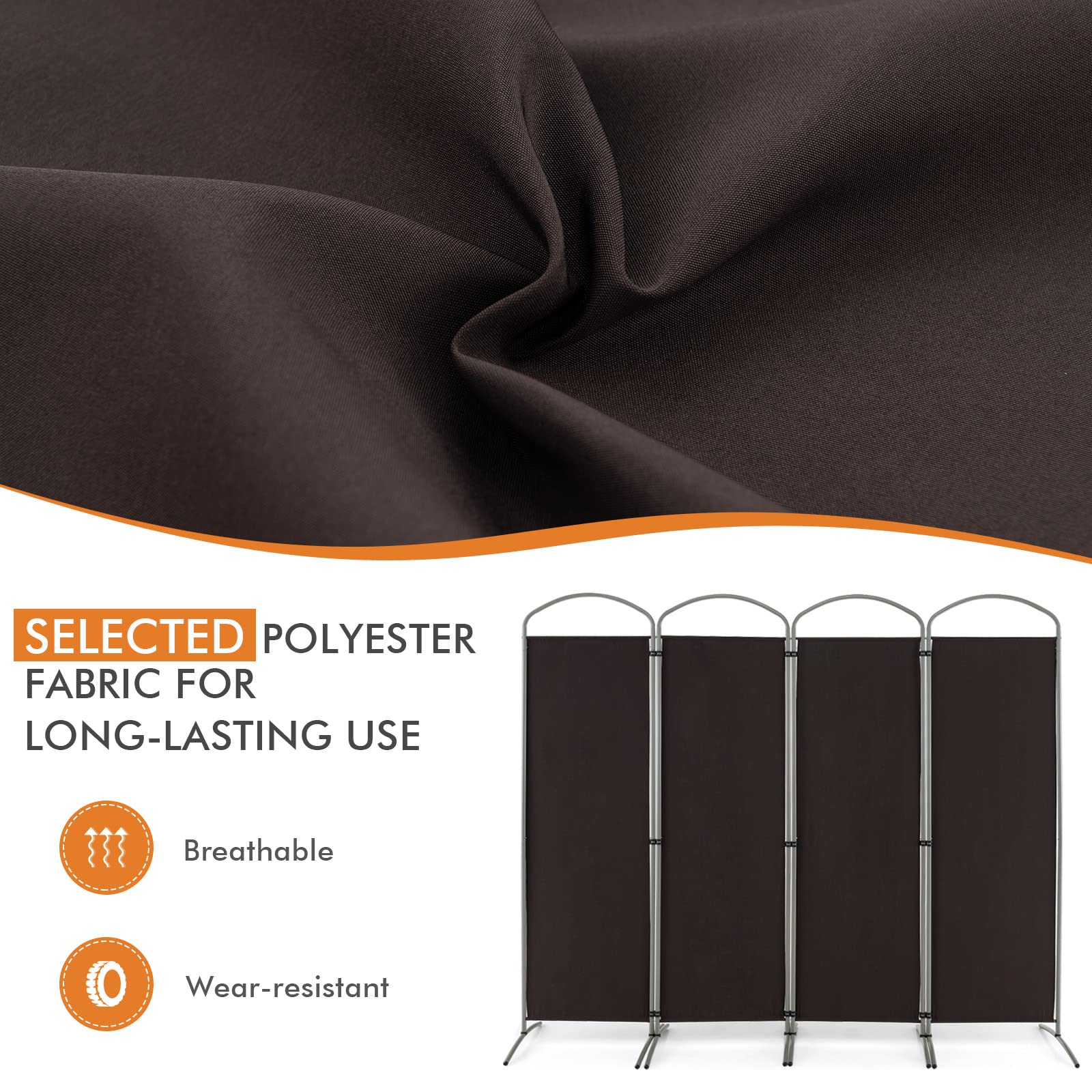 GIANTEX Séparateur à 4/6 panneaux, paravent pliable mural, séparé diviseur intérieur et extérieur pour la vie privée pour le bureau et l'hôpital, chambre (4 panneaux 221 x 188 cm, noir GIANTEX Séparateur à 4/6 panneaux, paravent pliable mural, séparé diviseur intérieur et extérieur pour la vie privée pour le bureau et l'hôpital, chambre (4 panneaux 221 x 188 cm, noir