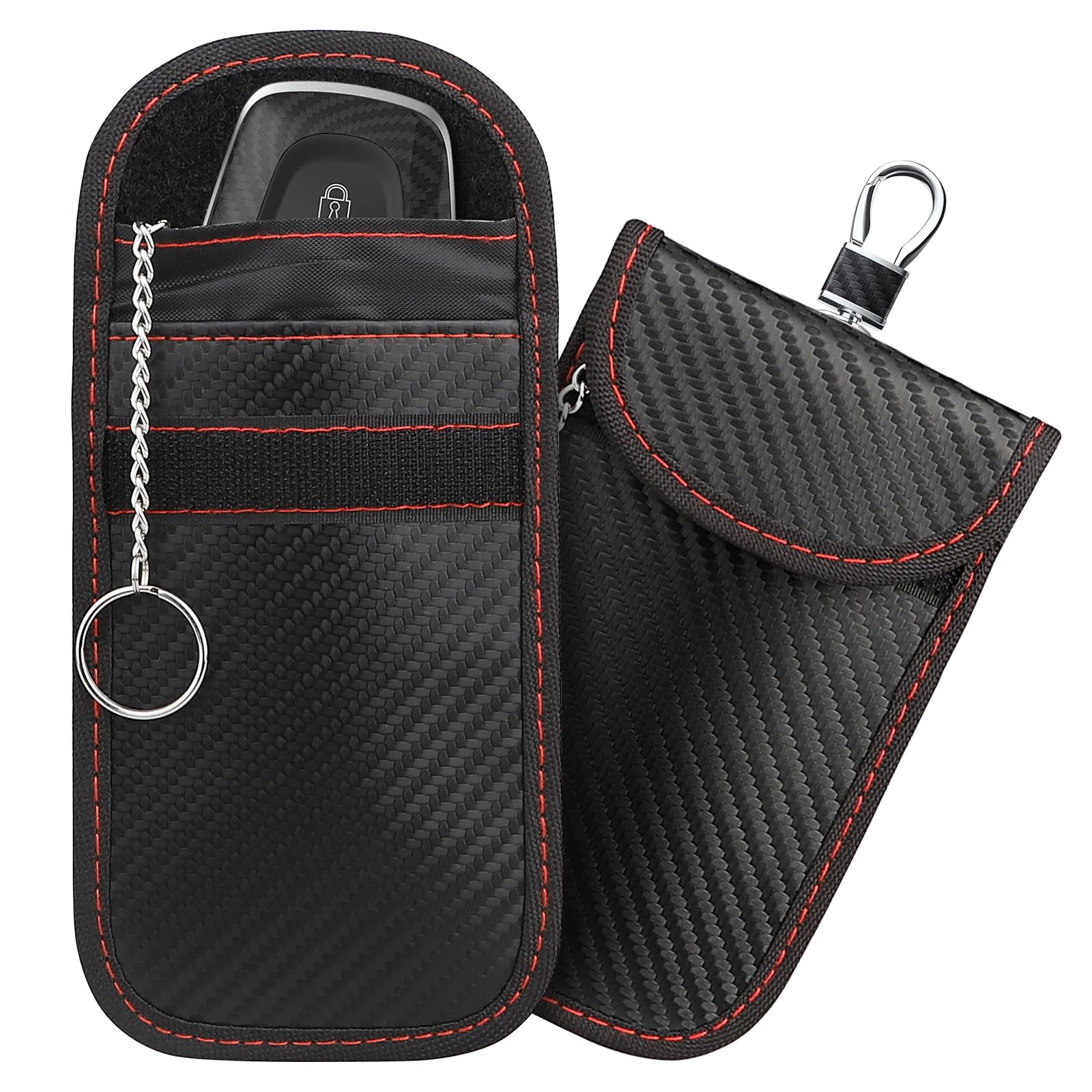 Diyife Aufhängen Faraday Bag, 2 Pack RFID Signalblockiertasche Abschirmung Schlüsseltasche, Car Key Safe Keyless Go Schutz Autoschlüssel Schutz Keyless Hülle - Den Haken aufrüsten