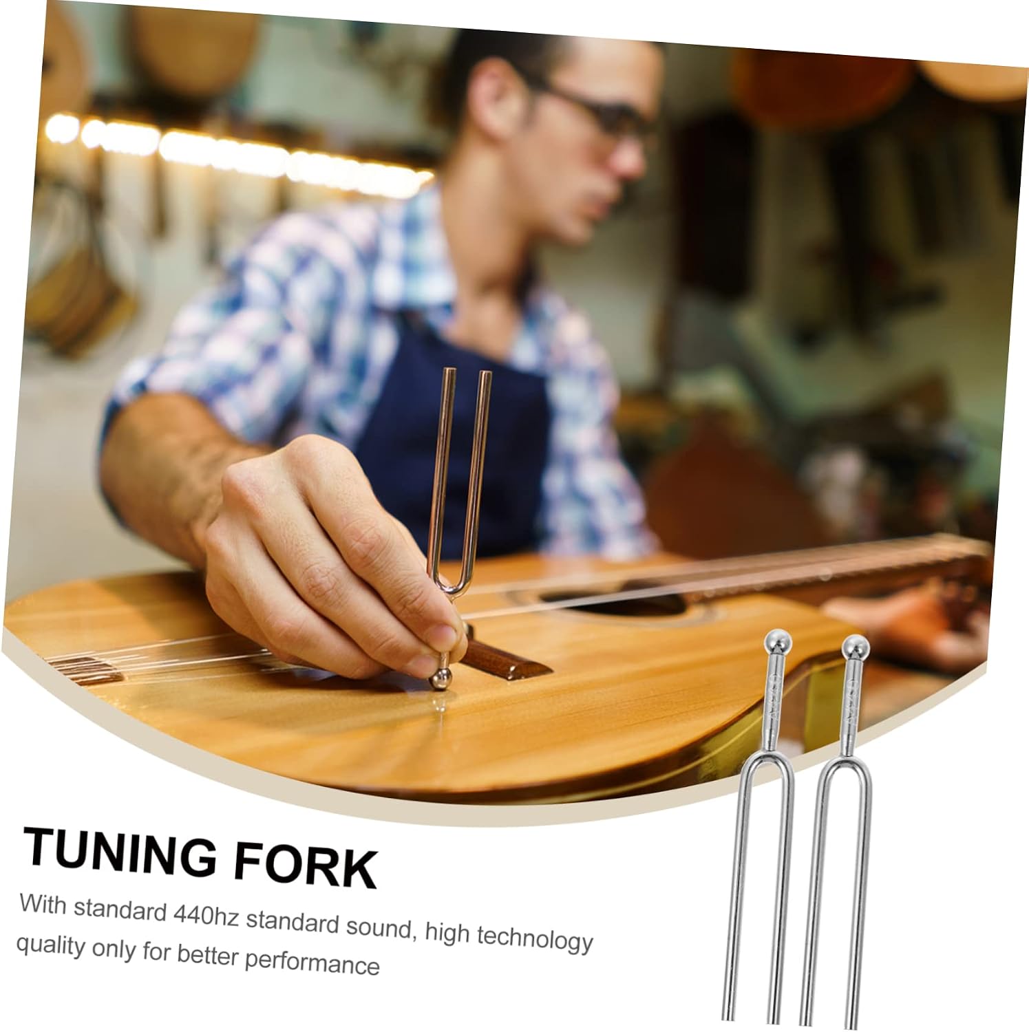 Mikinona 2Pcs Standard a Silver Tuning Forks for Guitar Professional Music Instrument Tune Forks Durable Tone for Musicians for Performance and Practice