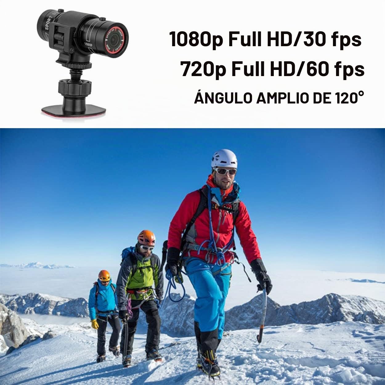 TKMARS Mini Deportes cámara 1080p Full HD acción Impermeable Deporte Casco Moto Casco cámara de vídeo DVR AVI Video Camcorder Ayuda 32 GB TF Tarjeta Ideal para Escalada Esquí Equitación