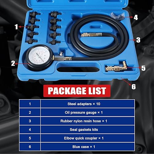 Miniatura 2 de Kit de comprobador de presión de aceite, herramienta profesional de medidor de presión de aceite para prueba de diagnóstico del motor, herramienta