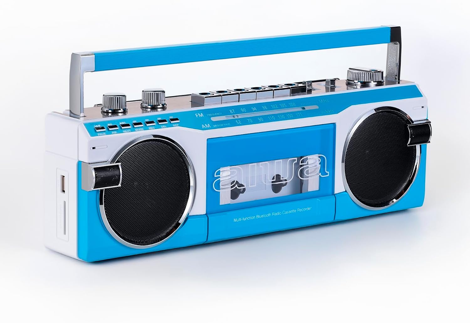 aiwa Streetjam Retro Boombox Cassette Player & Recorder, Bluetooth 5.3 Wireless Speaker, FM/AM Radio, USB/SD MP3, AUX, Portable Handle (Red/Black)