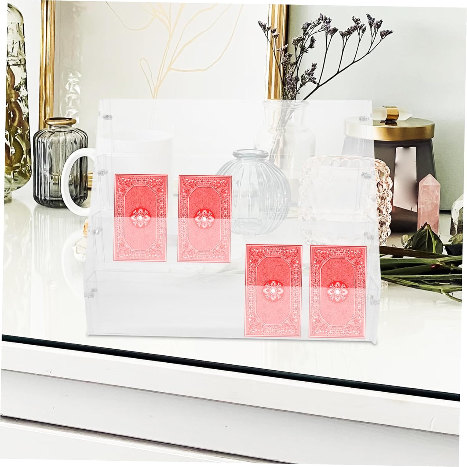 Healifty Elevated Makeup Brush Holders Nail Polish Holder Cosmetic Display Case Acrylic Organizer Sticker Display Stand
