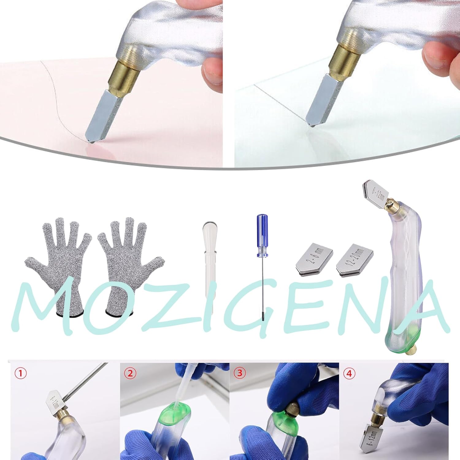 mozigena Stained Glass Kit for Adults Beginners, Stained Glass Supplies, with 90W Soldering Iron Kit, Solder Fume Extractor, Cutter Tool Kit, Cut-Resistant Gloves