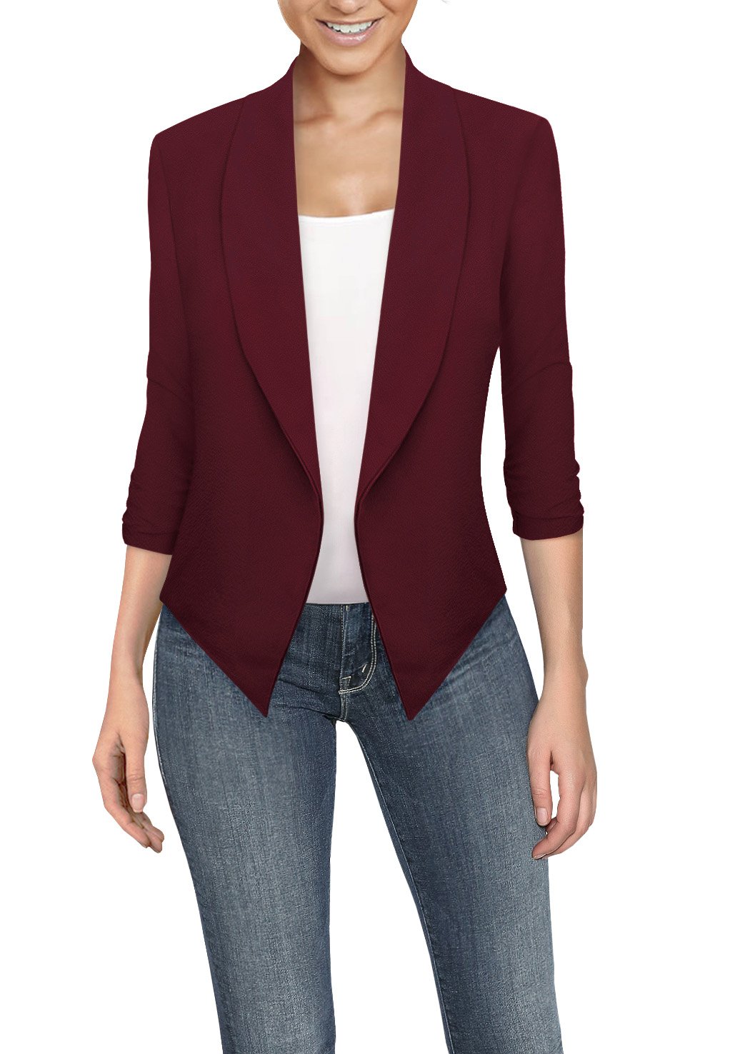 Hybrid & CompanyWomens Casual Work Office Open Front Blazer Jacket with Removable Shoulder Pads Made in USA