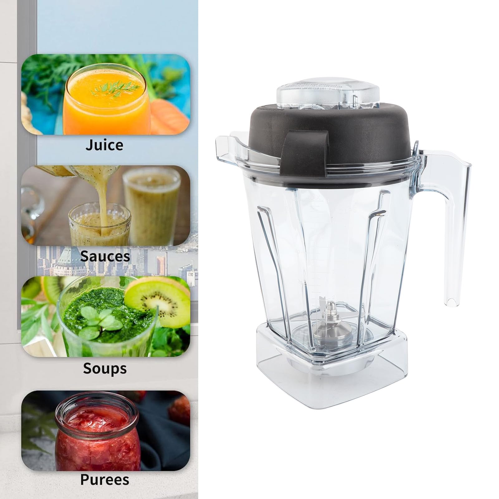 Ejoyous 48oz Blender Replacement Container, ABS Pitcher with Lid