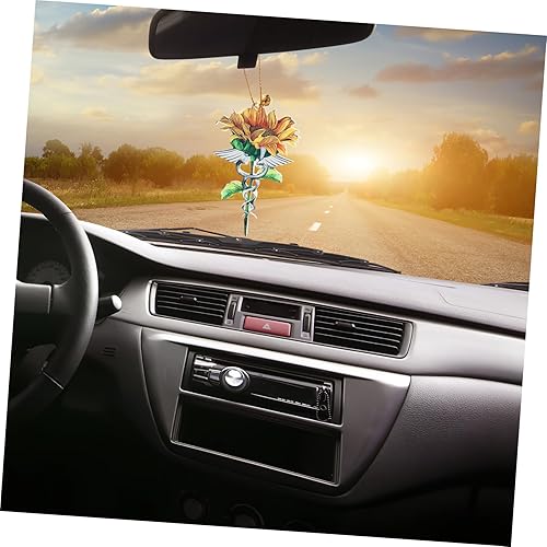 Miniatura 4 de PACKOVE Decoración de espejo para decoración de árbol de Navidad, decoración de coche de flores, decoración colgante de coche, decoración colgante