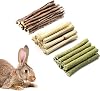 Bunny Chew Toys, 300g Natural Timothy Hay Sticks Sweet Bamboo Sticks Apple Sticks Teeth Chews, 3 Types Rabbit Hamster Toys Teeth Grinding Toy for Rabbits Chinchilla Gerbils Small Pets Chew Sticks