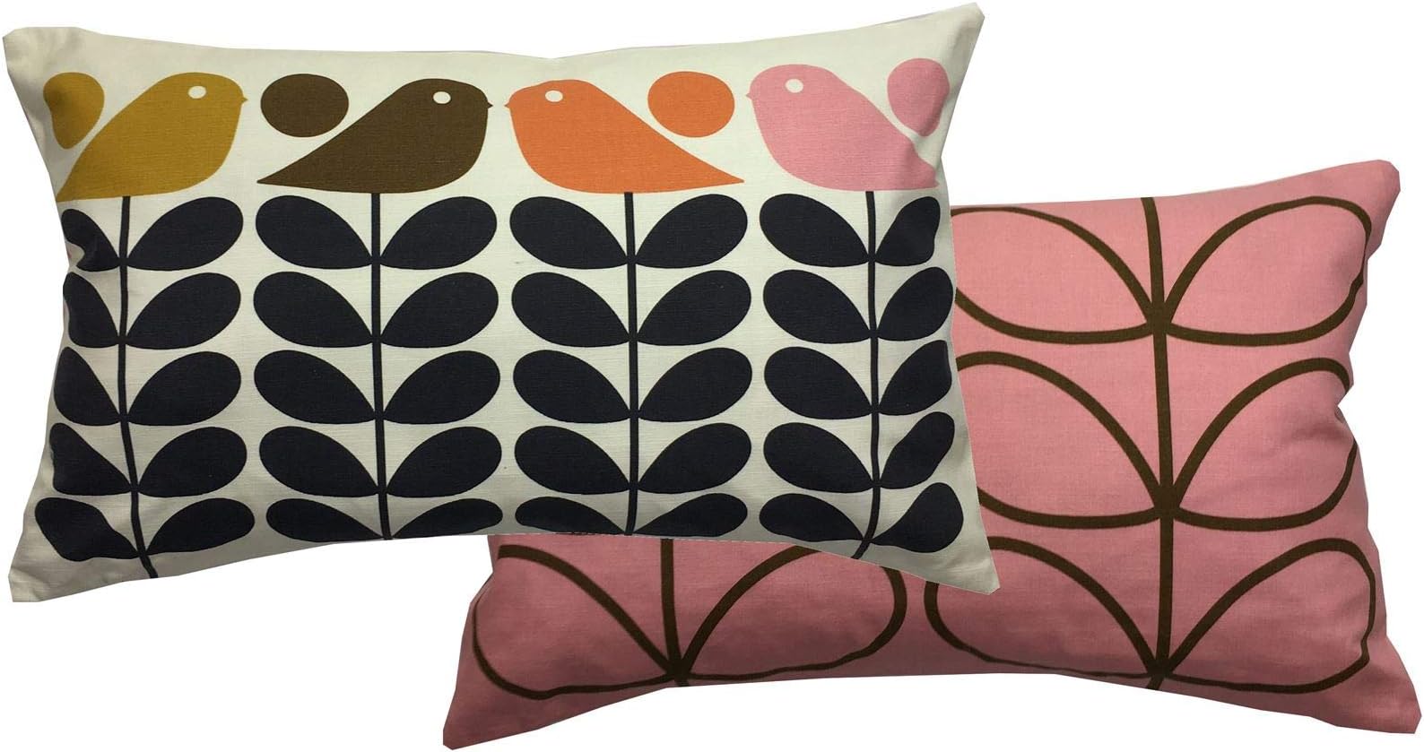 2 X Feather Filled Orla Kiely Early Bird Summer 30cm x 50cm Cushions Pillow Case Shams