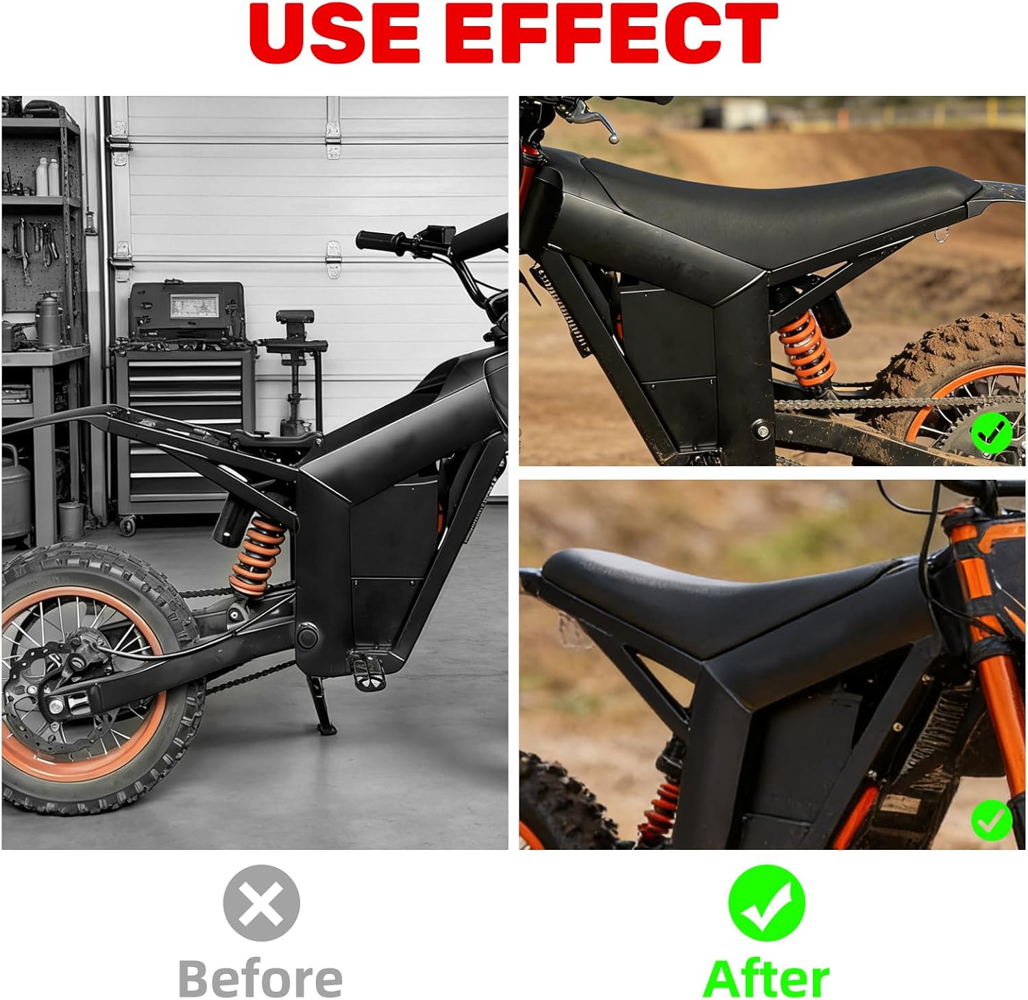 JERBOR Original Seat for Tuttio Soleil01 Electric Drit Bike, Waterproof Comfortable Durable Motorcycle Replacement Seat Cushion for Tutto Tutti Electric Motorcycle (Black)