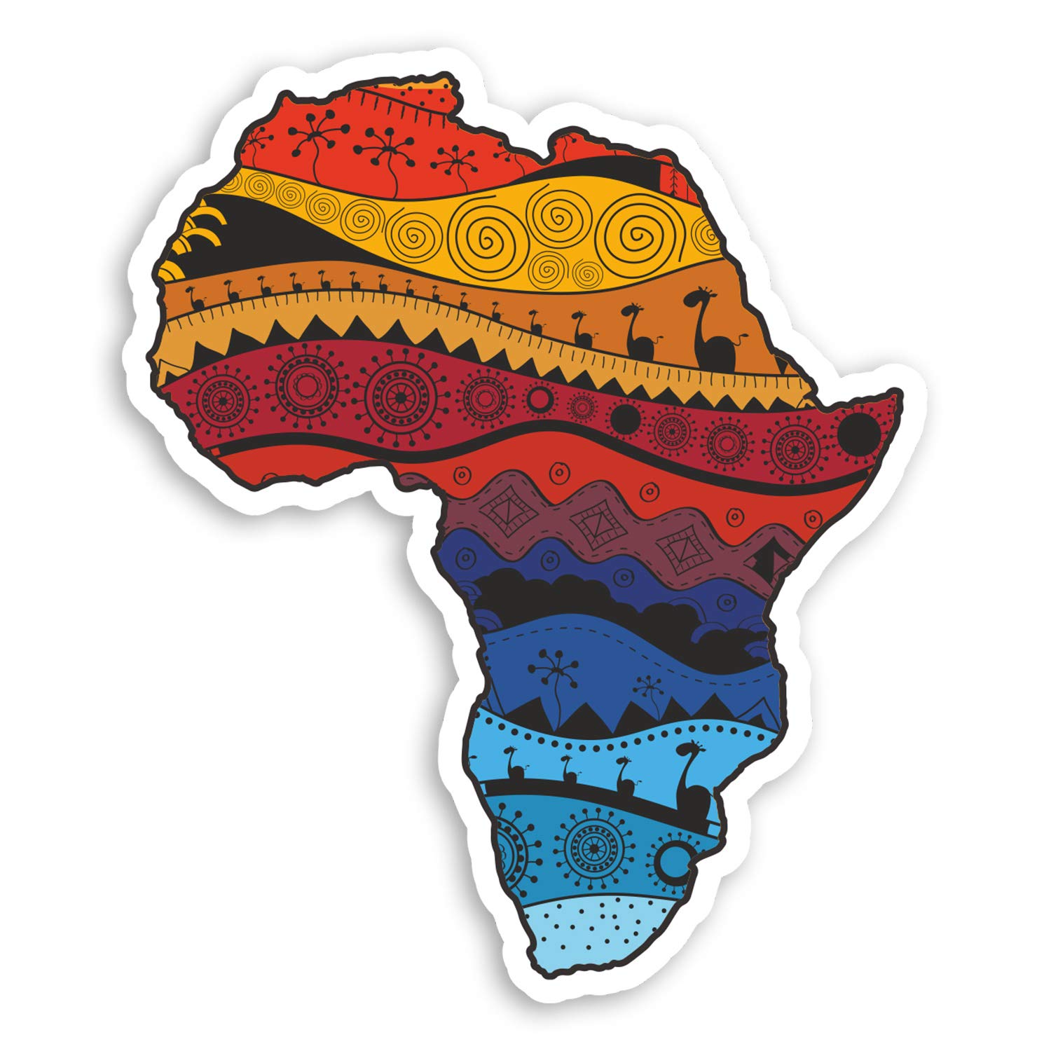 Destination Vinyl Ltd Multi 2 X 10Cm Tribal Africa Map Vinyl Stickers - African Luggage Sticker #34448 (10Cm Tall)
