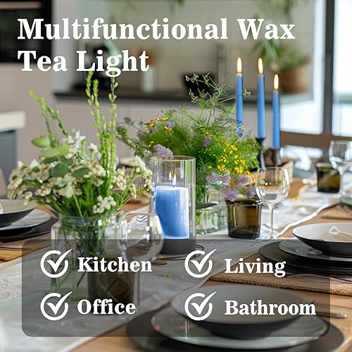 Miniatura 54 de Tealight Candles - Velas de té sin perfume, mini velas votivas con mecha de algodón para decorar el hogar, piscina, shabat, boda, emergencias, MIix