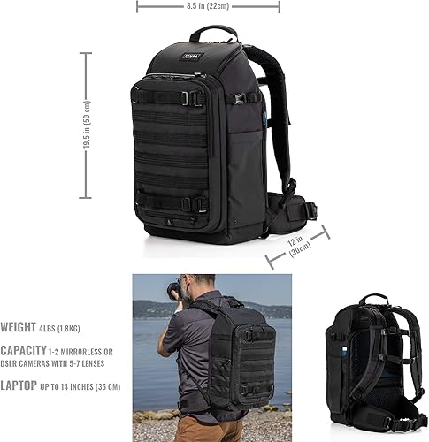 Miniatura 2 de Tenba Axis v2 - Mochila para cámaras y lentes DSLR y sin espejo, 20L, además de un portátil de 14 pulgadas, color negro (637-754)