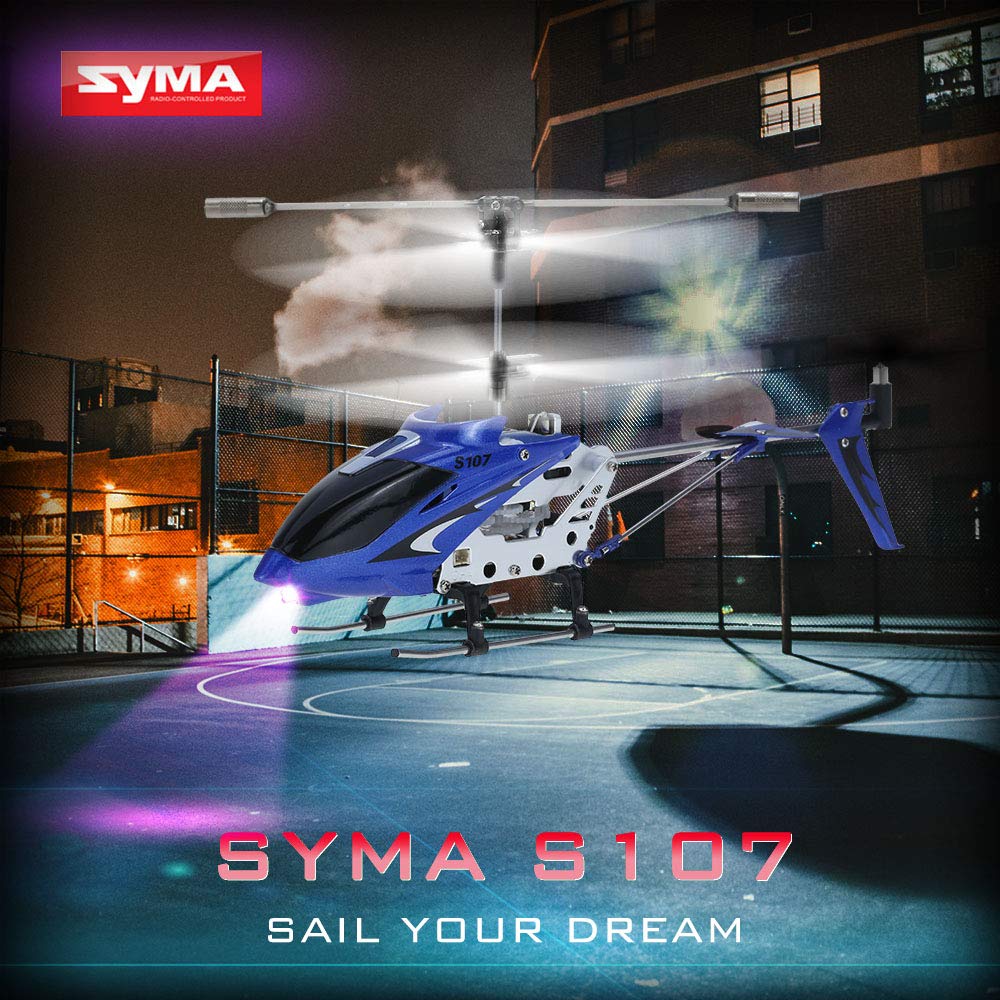Syma S107G Mini elicottero radiocomandato a infrarossi a 3,5 canali, con giroscopio blu