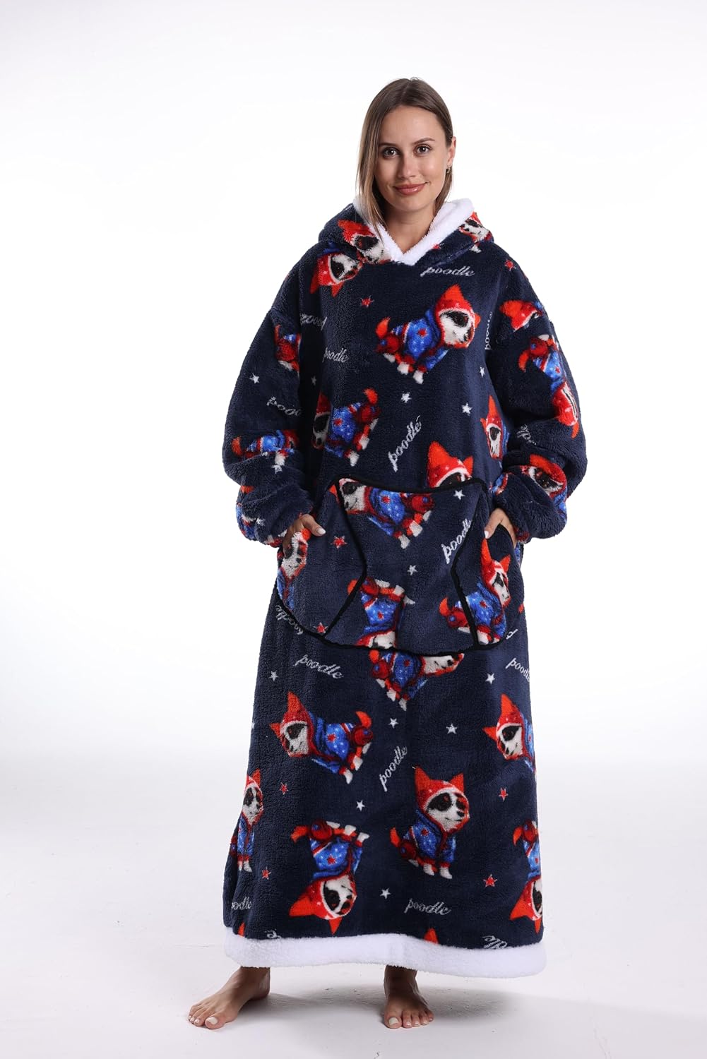 Blanket Hoodie, Long Hooded Blanket Sweatshirt as Birthday Gifts for Women Men, Long Wearable Blanket for Women Men. - Image 2