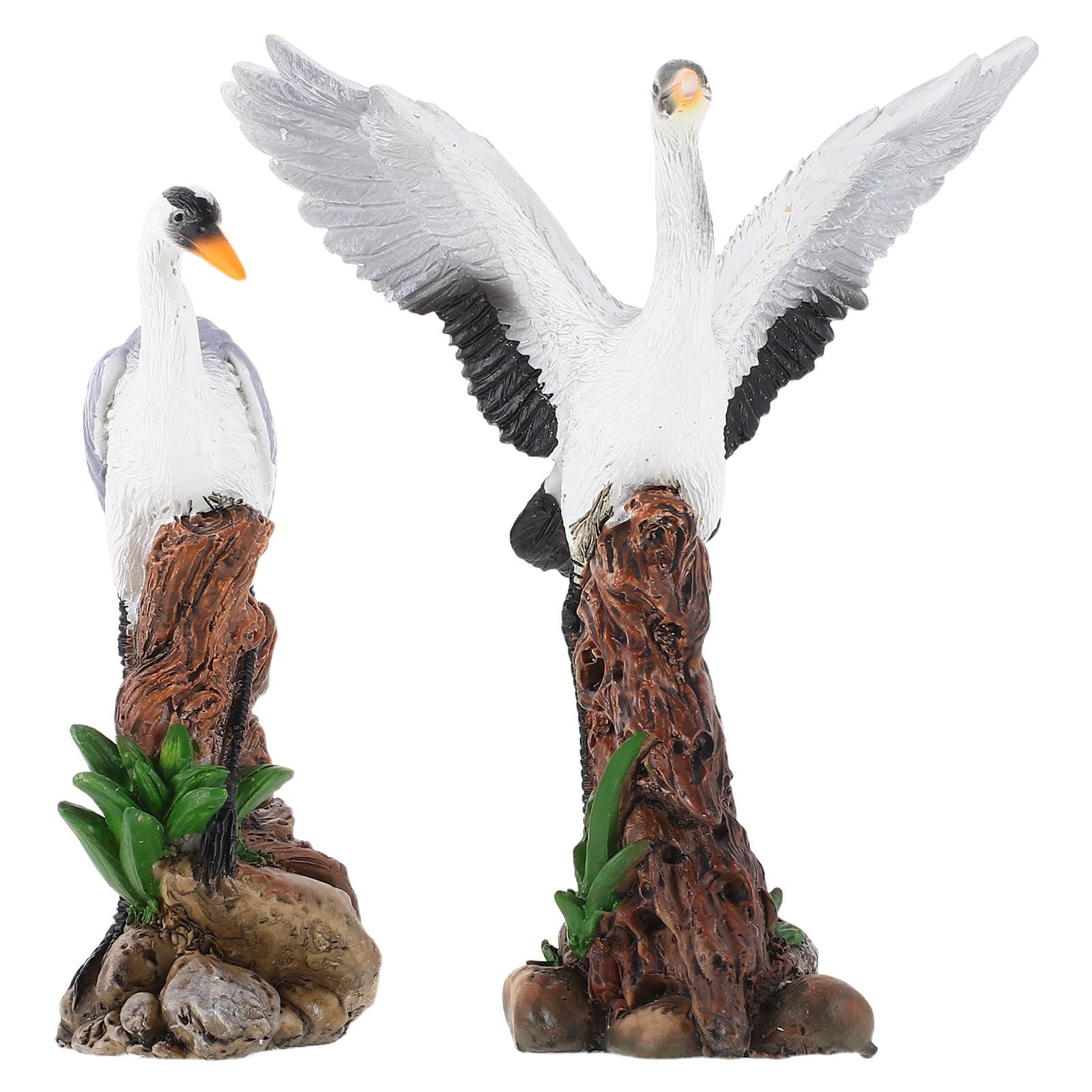 Figurine de héron chinois en résine Uonlytech pour déco maison et bonsaï (lot de 2)