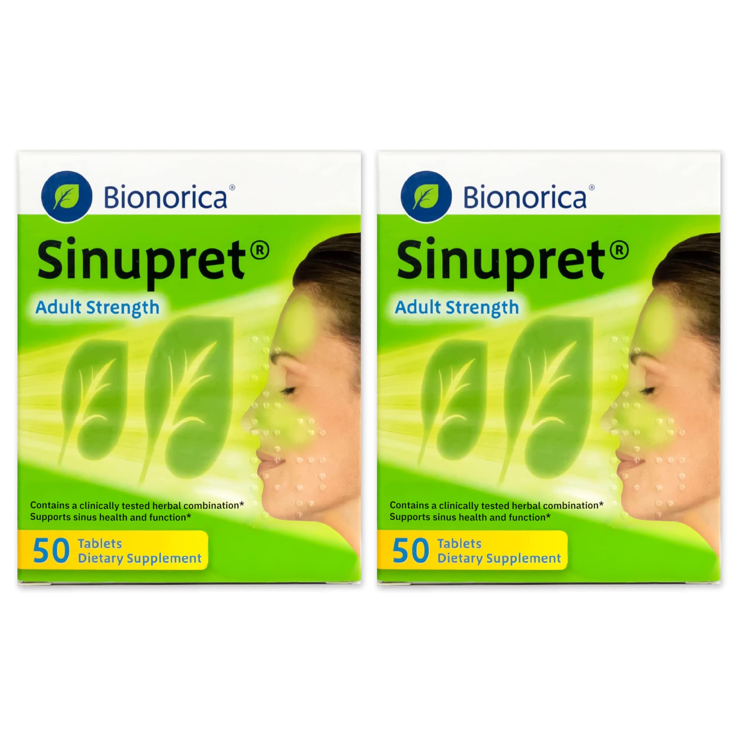 Bionorica Sinupret Sinus &amp; Immune Support Supplement, 50 Tablets, 2 Pack
