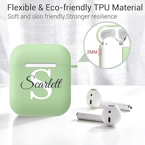 Miniatura 6 de Funda personalizada para AirPods 12, nombreinicialesfechatexto, TPU a prueba de golpes, carga inalámbrica y llavero desmontable, gran cumpleaños