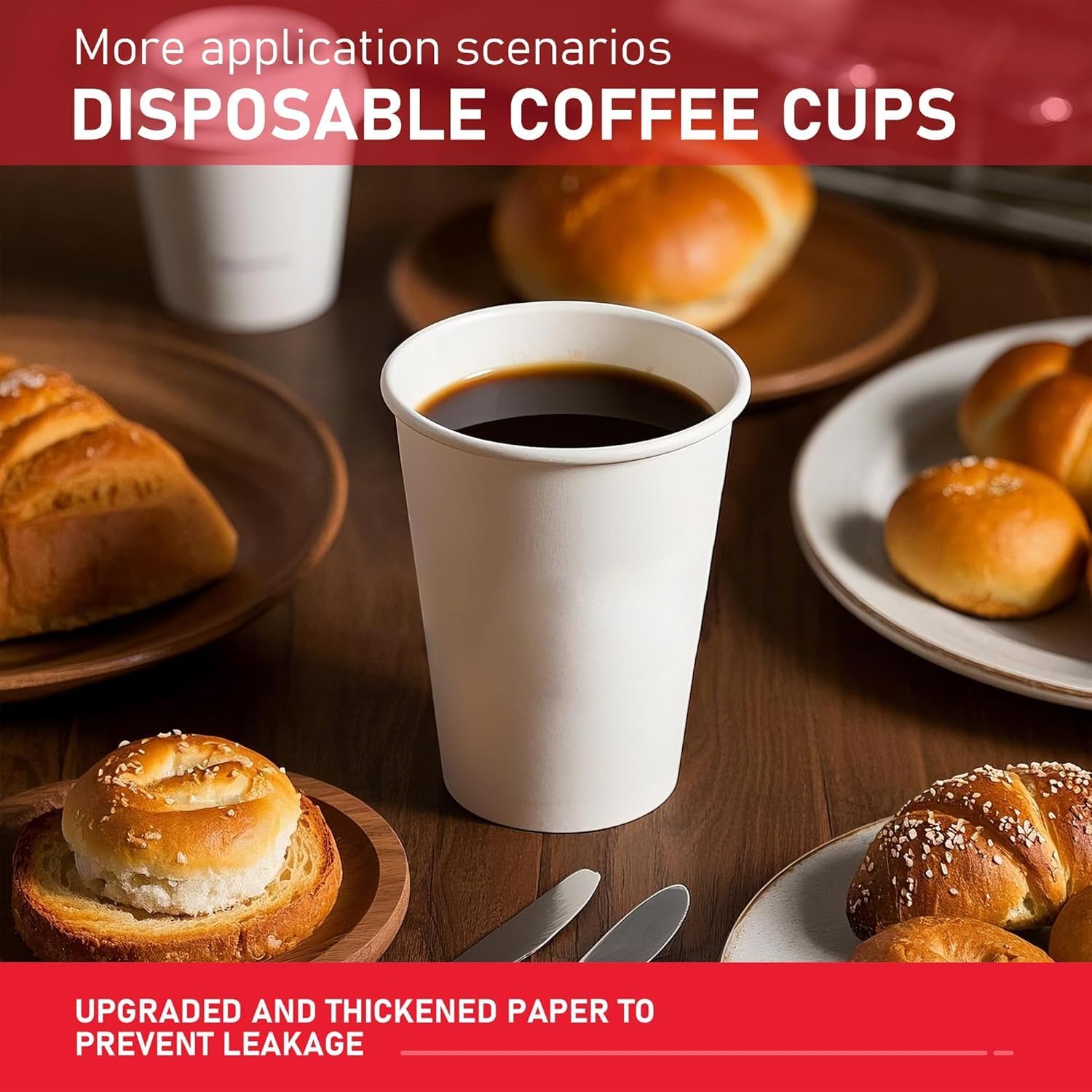 12 oz 500 Pack Paper Coffee Cups, Hot Disposable Paper Cups, Thickened Leak-Free White Coffee Cups for Hot and Cold Drinks