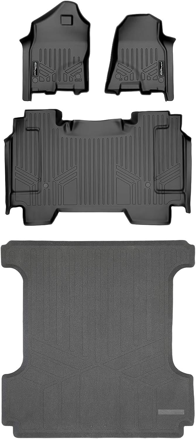 SMARTLINER Floor Mats 2 Rows Truck Bed Mat Liner Set