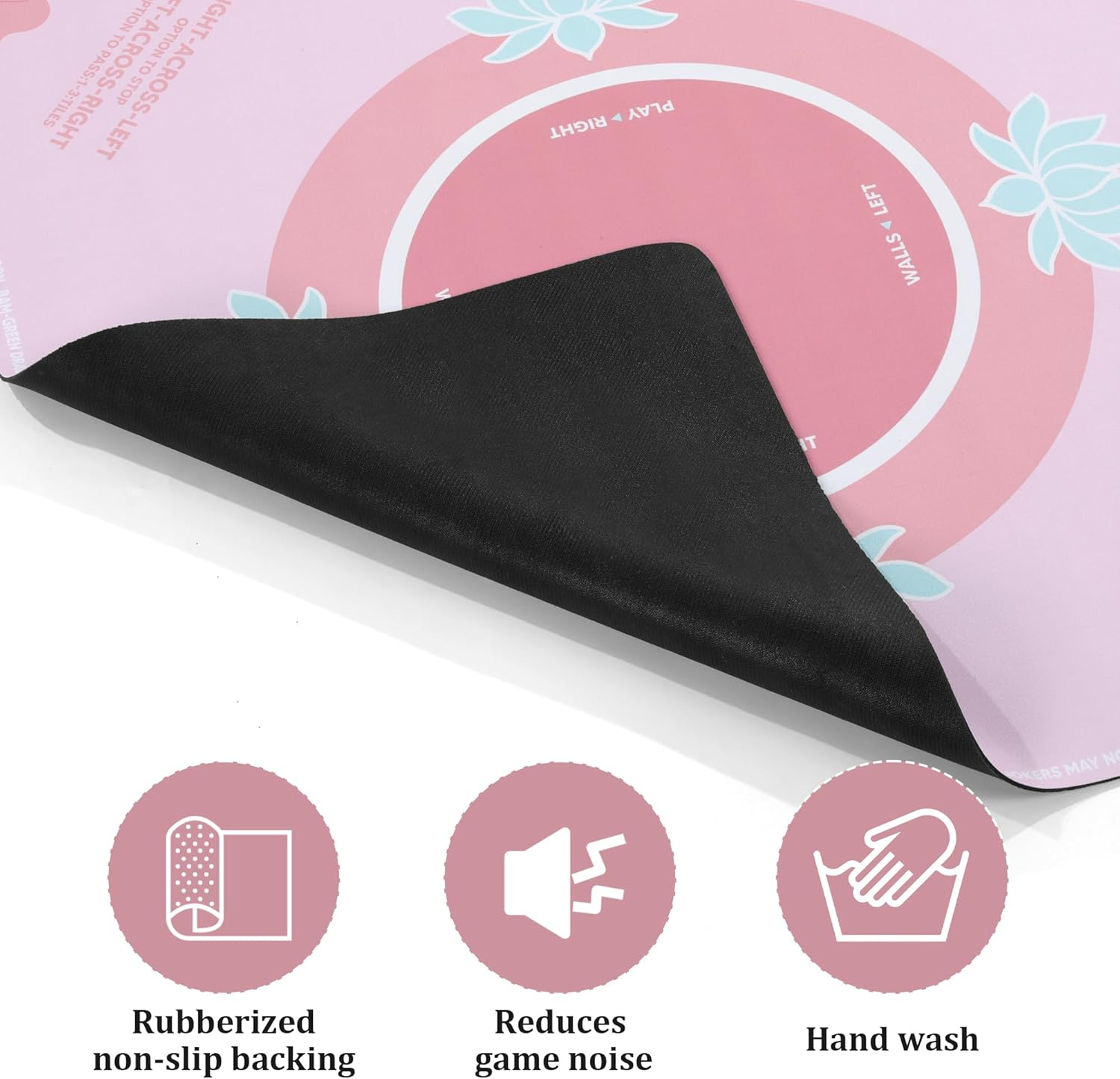 BALAPET Portable Mahjong Mat with Playing Instructions for Learning, Anti Slip Mahjong Mat for Table, Noise Reduction Table Mat Cover for Board & Tile Games, 31.5inx31.5in, Patent Pending(Pink)