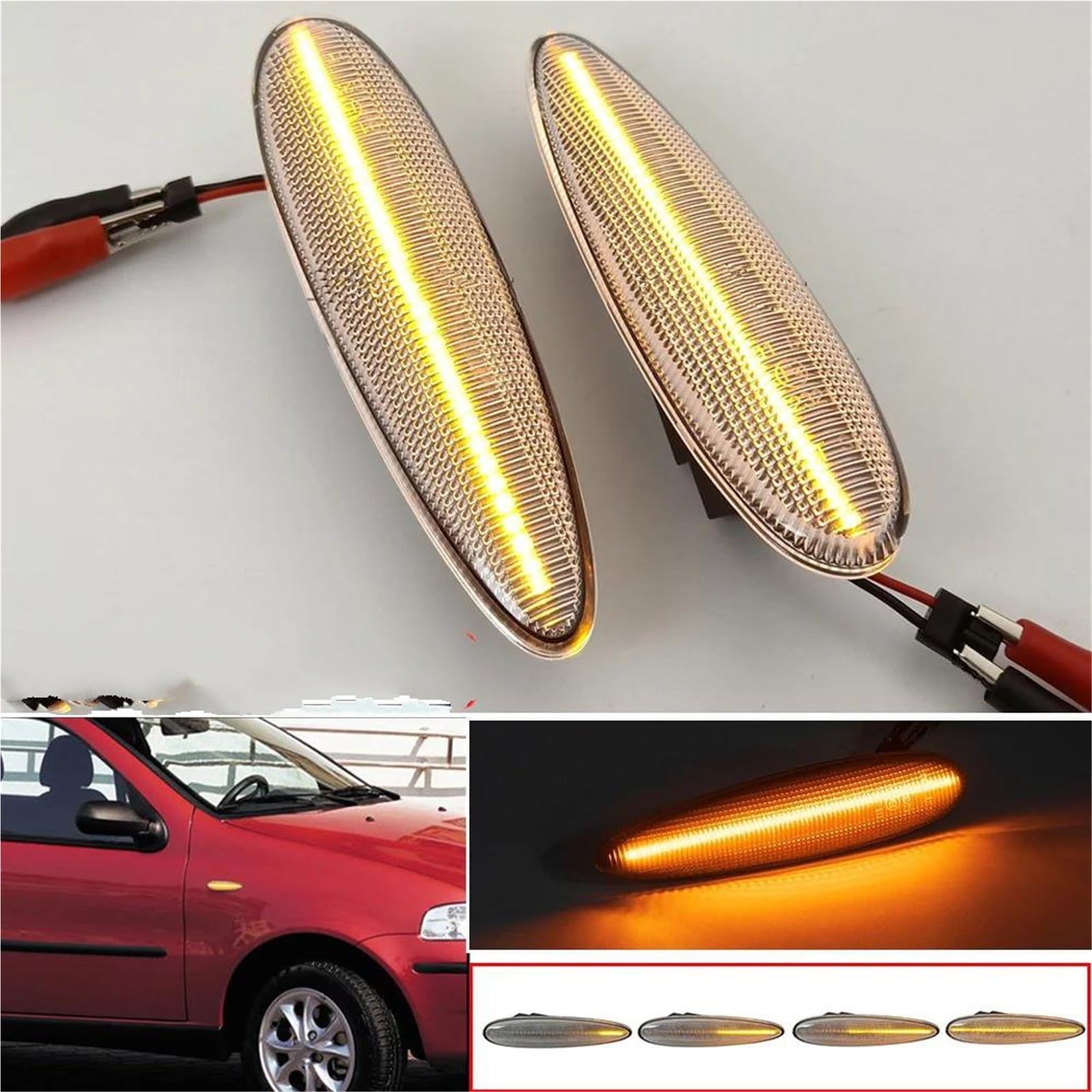 Generico 2x Indicatori Di Direzione Laterali Dinamici A LED Per Fiat Per Palio Per Albea Per Croma II Per Bravo Per Marea Specchietto Laterale Indicatore Di Direzione(Crystal)