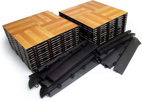 Vista 41 de Big Floors 3X3DKOAKFLOOR Kit de pista de baile modular de plástico ligero entrelazado (3 x 3 pies), roble oscuro, 21 piezas