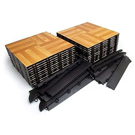 Big Floors 5X5OAKFLOOR Interlocking Lightweight Plastic Modular Dance Floor Kit (5\' x 5\'), Oak, 45 Piece
